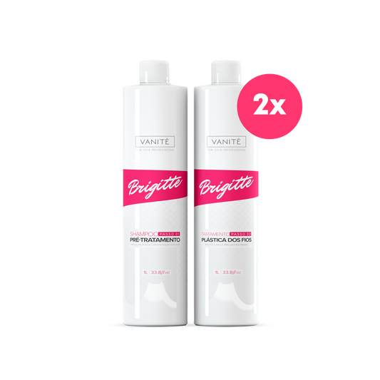 2 Kit Escova Progressiva Brigitte | Shampoo + Ativo 1000ml