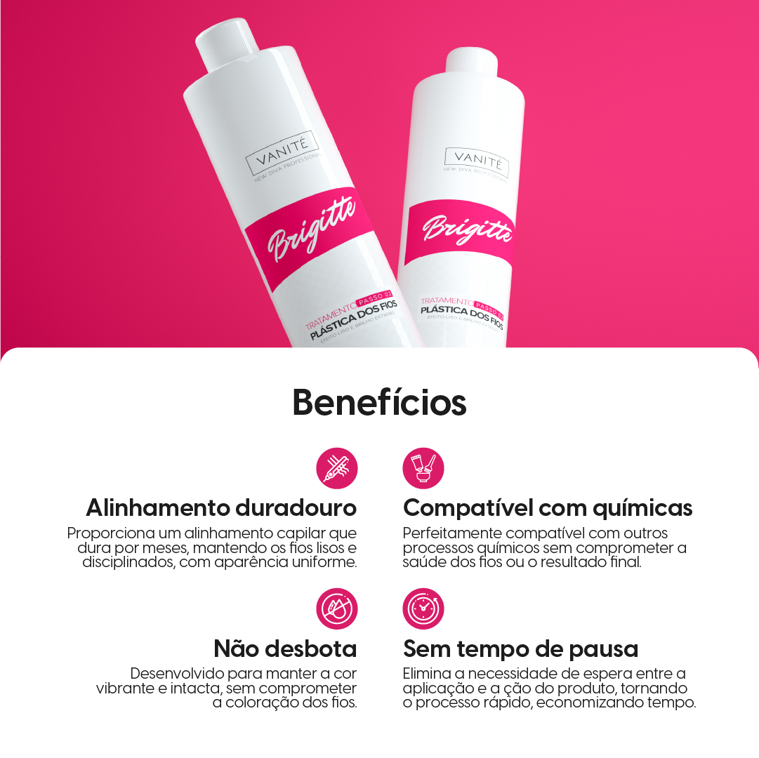 Kit Escova Progressiva Brigitte | Shampoo + Ativo 1000ml