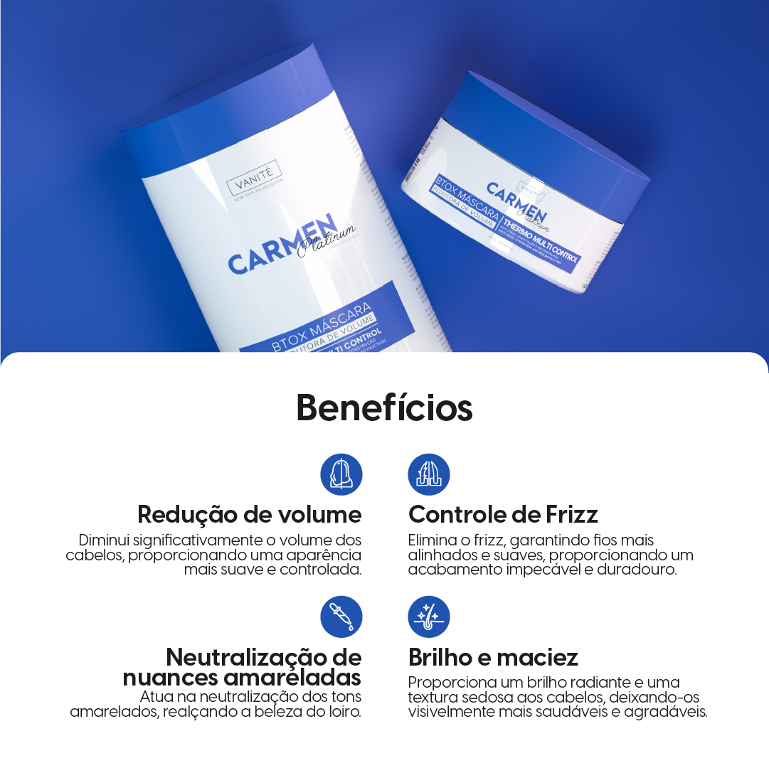 Kit Btox Carmen Sensitive + Platinum 300g Thermo Control Quaternizado