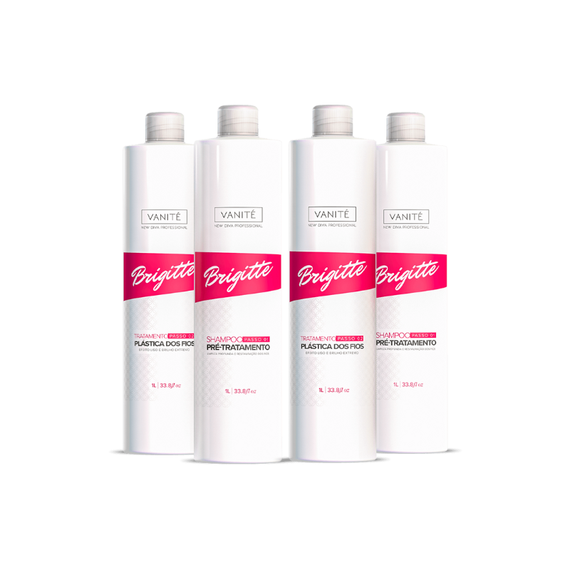 2 Kit Escova Progressiva Brigitte | Shampoo + Ativo 1000ml
