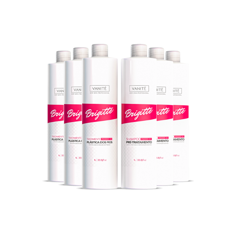 3 Kit Escova Progressiva Brigitte | Shampoo + Ativo 1000ml