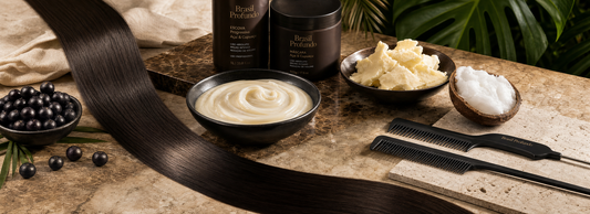 Cabelo liso e brilhante após progressiva brasileira sem formol com produtos profissionais