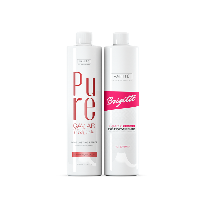 Kit oficial com Pure Caviar 1000 ml e Shampoo Pré-Tratamento Brigitte 1000 ml