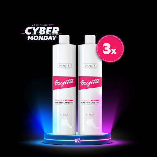 3 Kit Escova Progressiva Brigitte | Shampoo + Ativo 1000ml