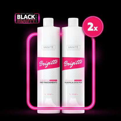 2 Kit Escova Progressiva Brigitte | Shampoo + Ativo 1000ml