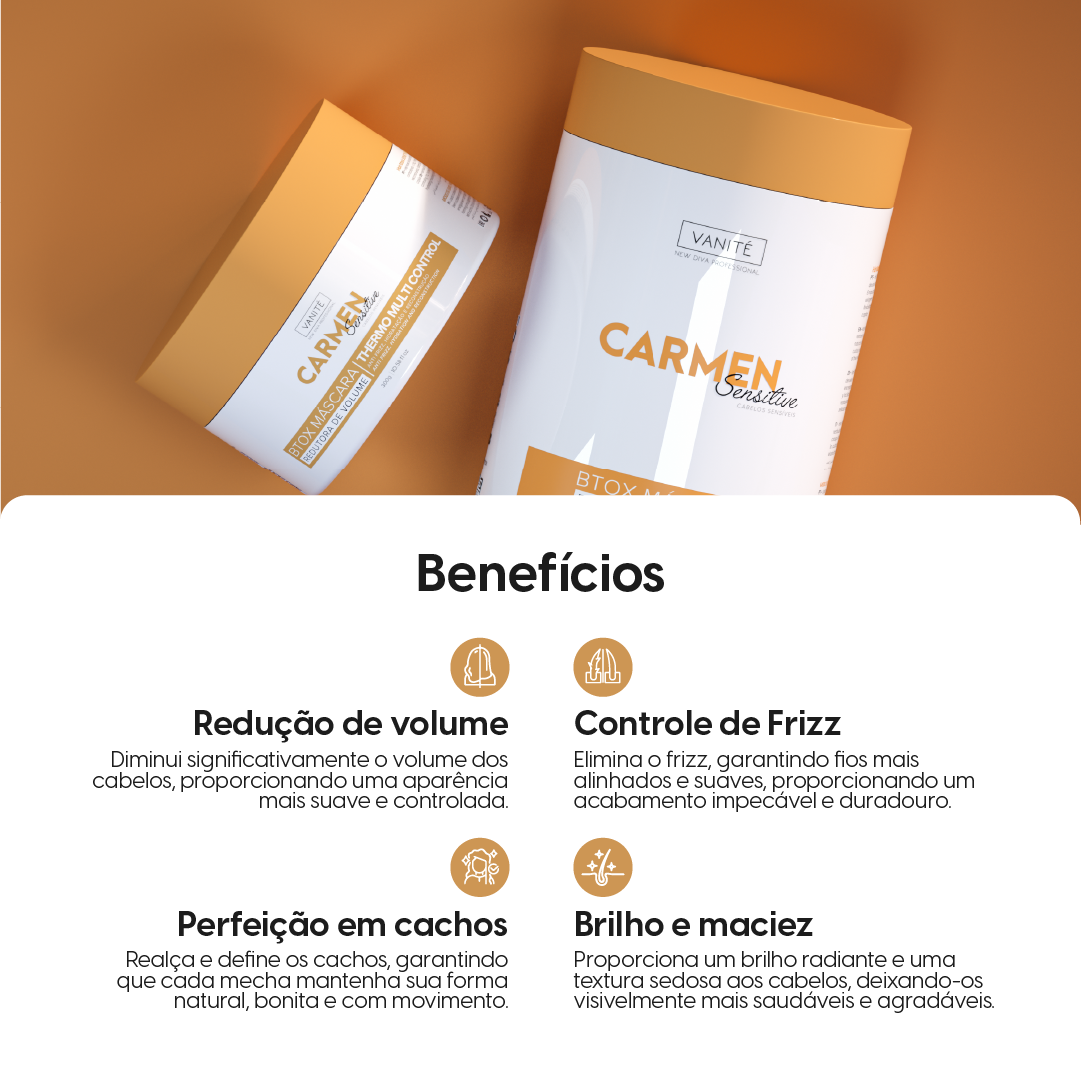 Kit Btox Carmen Sensitive + Platinum 1kg Thermo Control Quaternizado