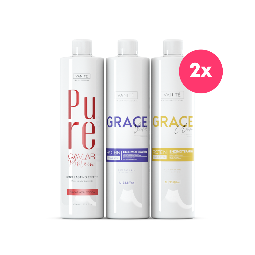 2 Grace Unique 1000ml + 2 Grace Violet 1000ml + 2 Pure Caviar 1000ml